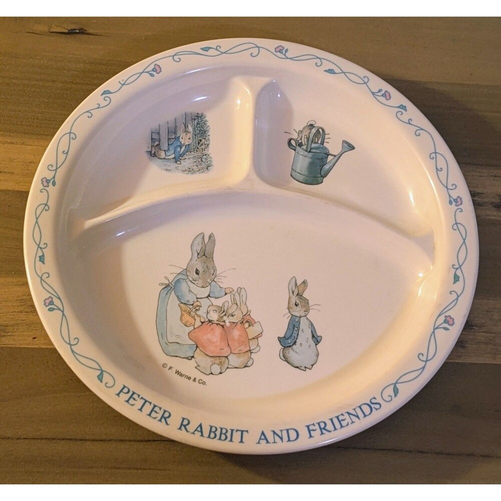 Eden Peter Rabbit and Friends Sectioned Plate White Blue Multicolor